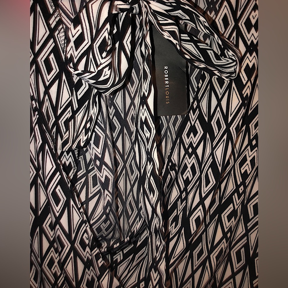Robert Louis Black & White Jumpsuit With Belt | M